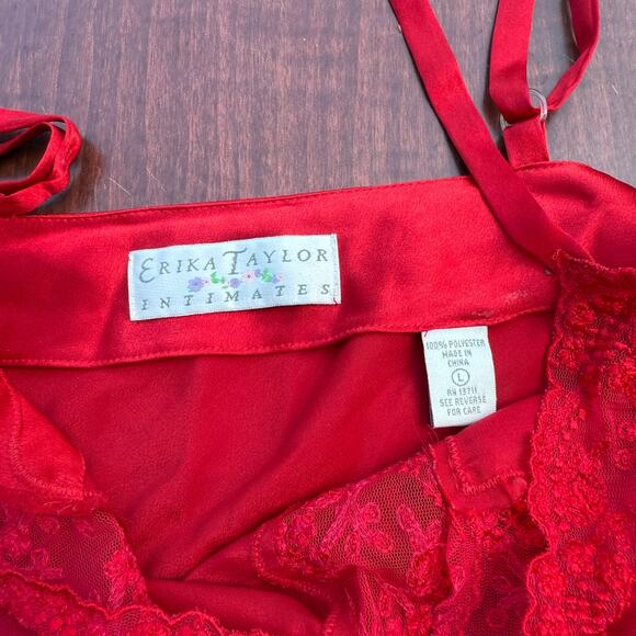 Erika Taylor Intimates Red Lace Slip Dress - Size Large - Picture 3 of 4